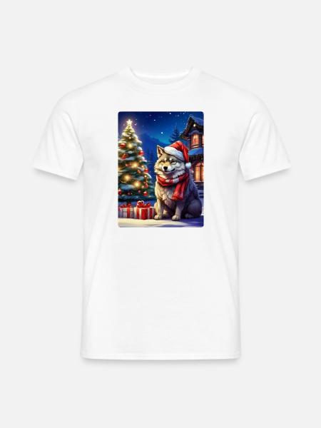 Christmas Wolf 1.4 - Men's T-Shirt - white