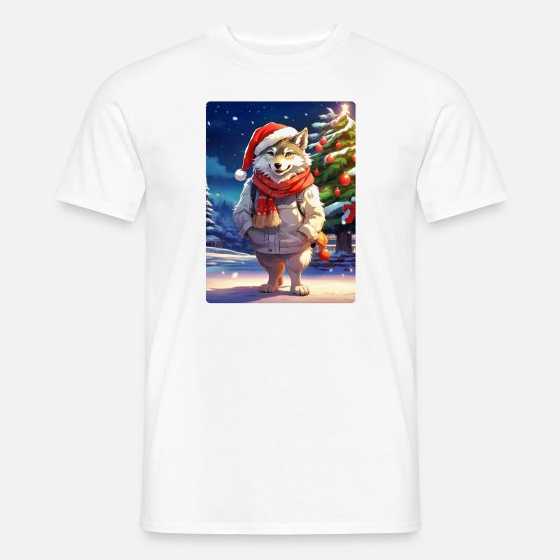 Weihnachten Wolf 1.2 - Männer T-Shirt - Weiß