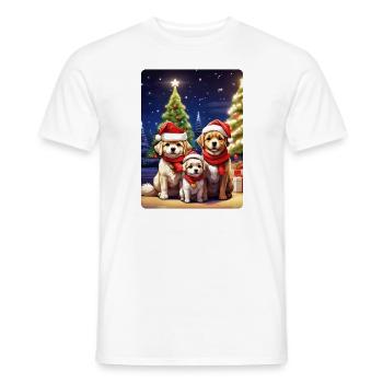 Famille de chiens de Noël 1.3 - T-shirt homme - blanc - Devant - AI Model Male 178 dark (178cm)