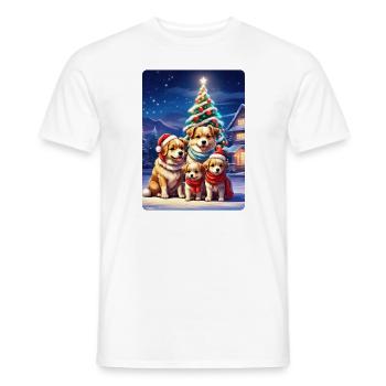 Famille de chiens de Noël 1.5 - T-shirt homme - blanc - Devant - AI Model Male 178 dark (178cm)