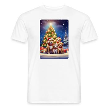 Famille de chiens de Noël 1.6 - T-shirt homme - blanc - Devant - AI Model Male 178 dark (178cm)