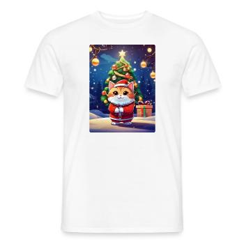 Chat de Noël 1.5 - T-shirt homme - blanc - Devant - AI Model Male 178 dark (178cm)