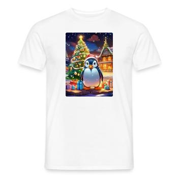 Christmas Penguin 1.6 - Men's T-Shirt - white - Front - AI Model Male 178 dark (178cm)