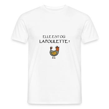 Elle est où la poulette - T-shirt homme - blanc - Devant - AI Model Male 178 dark (178cm)