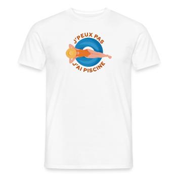 J'peux pas j'ai piscine - T-shirt homme - blanc - Devant - AI Model Male 178 dark (178cm)