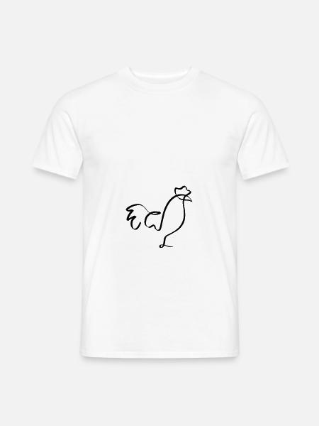 One Line Hahn schwarz - Männer T-Shirt - Weiß