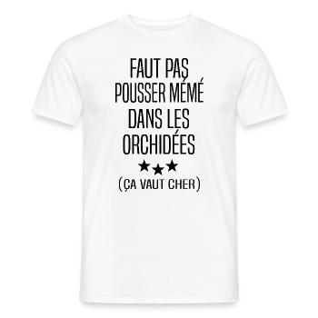 Faut pas pousser mémé dans les orchidées / Mamy - T-shirt homme - blanc - Devant - AI Model Male 178 dark (178cm)