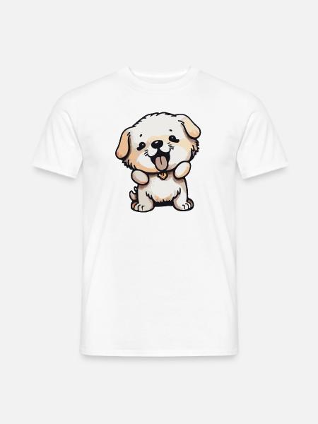 Illustration Comic Cute Kawaii Hund Kunststück - Männer T-Shirt - Weiß