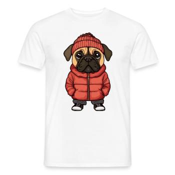 Bullmastiff Dog Winter - Men's T-Shirt - white - Front - AI Model Male 178 dark (178cm)
