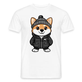 Shiba Inu Dog Winter - Men's T-Shirt - white - Front - AI Model Male 178 dark (178cm)