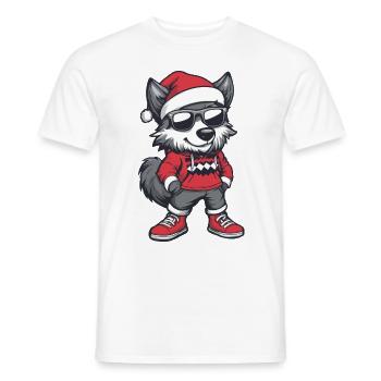 Loup Noël Bande Dessinée Cool - T-shirt homme - blanc - Devant - AI Model Male 178 dark (178cm)