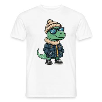 Dinosaur brontosaurus Cool Comic - Men's T-Shirt - white - Front - AI Model Male 178 dark (178cm)