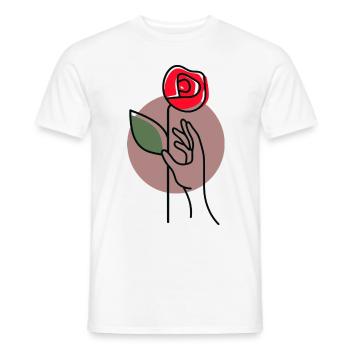 Reach for the Rose – Symbolic Line Art Motif - Men's T-Shirt - white - Front - AI Model Male 178 dark (178cm)