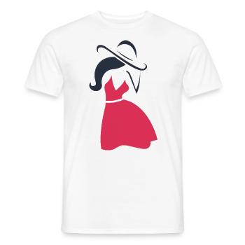 Frau Kleid Hut Weiblich Lady Silhouette Geschenk - Männer T-Shirt - Weiß - Vorne - AI Model Male 178 dark (178cm)