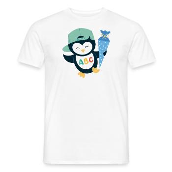 Pinguin mit Schultüte Einschulung Schulkind - Männer T-Shirt - Weiß - Vorne - AI Model Male 178 dark (178cm)