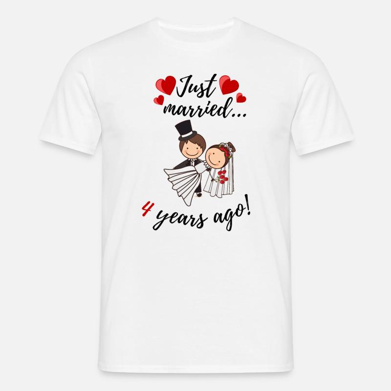 4 års bryllupsdag - T-shirt til herrer - hvid