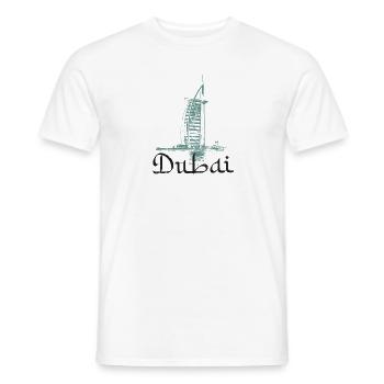 Illustration Burj Al-Arab Hotel, Ikone von Dubai - Männer T-Shirt - Weiß - Vorne - AI Model Male 178 dark (178cm)