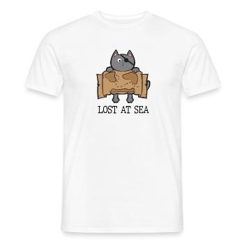 Perdu sur le lac pirate cat avec carte au trésor - T-shirt homme - blanc - Devant - AI Model Male 178 dark (178cm)