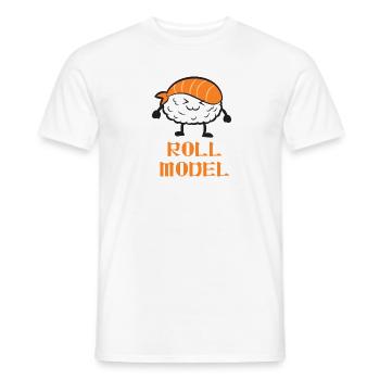 Rouleau Modèle Funny Sushi - T-shirt homme - blanc - Devant - AI Model Male 178 dark (178cm)