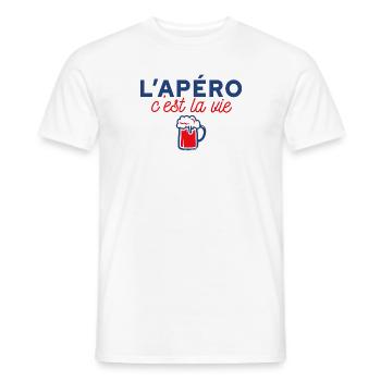 L'apéro c'est la vie - T-shirt homme - blanc - Devant - AI Model Male 178 dark (178cm)