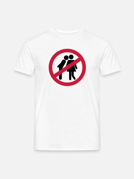 Küssen verboten - Männer T-Shirt - Weiß
