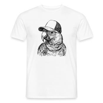 Papagei mit Cap – Vintage Comic Vogel Illustration - Männer T-Shirt - Weiß - Vorne - AI Model Male 178 dark (178cm)