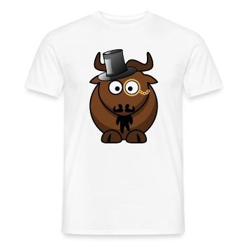 Buffalo Caricature with Monocle - Men's T-Shirt - white - Front - AI Model Male 178 dark (178cm)