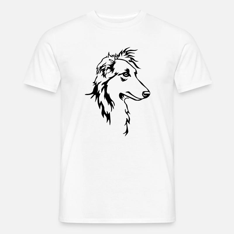 Langhaar Whippet Kopf - Männer T-Shirt - Weiß