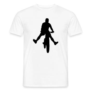 Abstract retro pattern on bicycle t-shirt - Men's T-Shirt - white - Front - AI Model Male 178 dark (178cm)