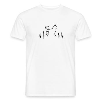 Chat Heartbeat en noir et blanc - T-shirt homme - blanc - Devant - AI Model Male 178 dark (178cm)