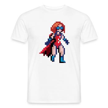 Pixel Superheldin – Fliegende Heldin mit blauer Brille - Männer T-Shirt - Weiß - Vorne - AI Model Male 178 dark (178cm)