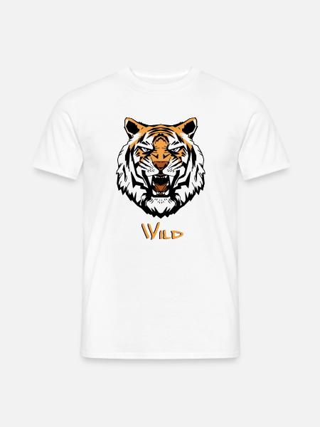 Geometrischer Tigerkopf Wild Style - Männer T-Shirt - Weiß