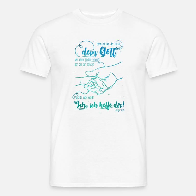 Jesaja Bibelvers Ich helfe dir - Männer T-Shirt - Weiß