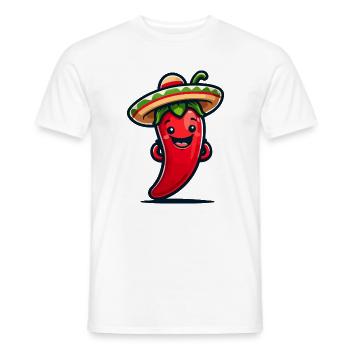 Peppy Pepper : la star du sombrero épicé - T-shirt homme - blanc - Devant - AI Model Male 178 dark (178cm)