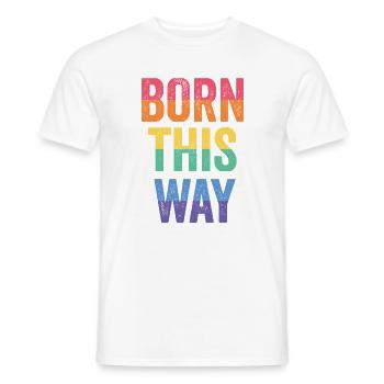 LGBT Pride Month - Born This Way - Men's T-Shirt - white - Front - AI Model Male 178 dark (178cm)