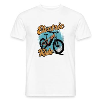 Conception d’aventure en vélo électrique - T-shirt homme - blanc - Devant - AI Model Male 178 dark (178cm)
