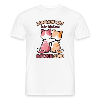 Lustiger Spruch Zuhause ist, wo meine Katzen sind - Männer T-Shirt - Weiß - Vorne - AI Model Male 178 dark (178cm)