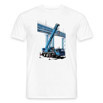 La grue mobile assemble des sections de pont - T-shirt homme - blanc - Devant - AI Model Male 178 dark (178cm)
