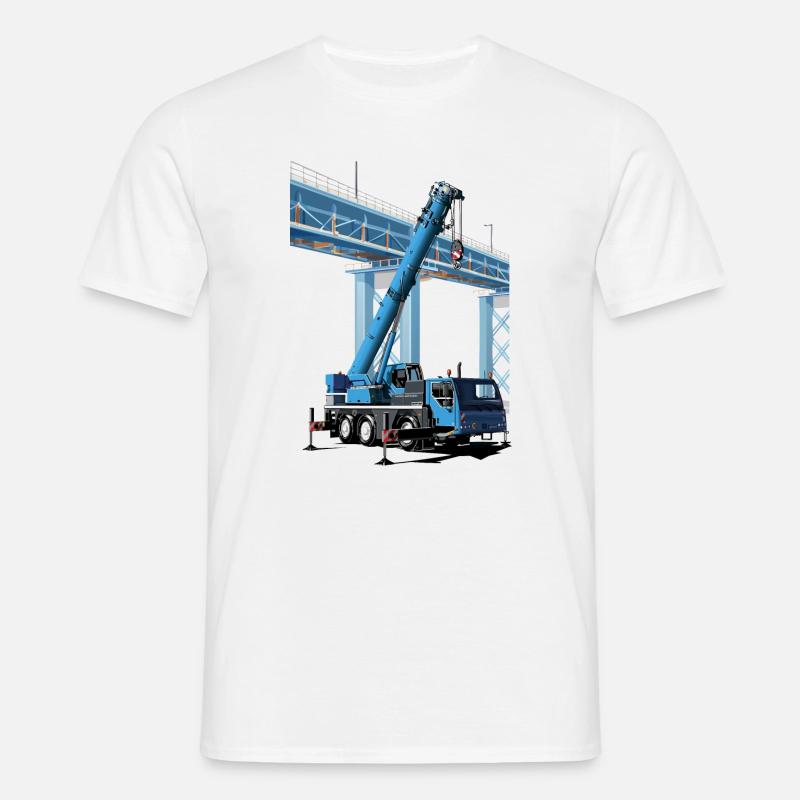Mobile crane assembles bridge sections - Men's T-Shirt - white