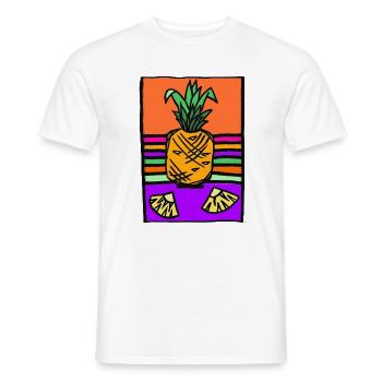 Pineapple Neon Illustration - Men's T-Shirt - white - Front - AI Model Male 178 dark (178cm)
