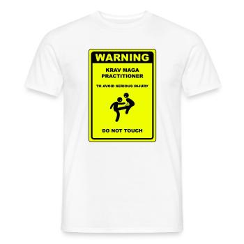 Warning! Krav Maga practitioner! - Men's T-Shirt - white - Front - AI Model Male 178 dark (178cm)