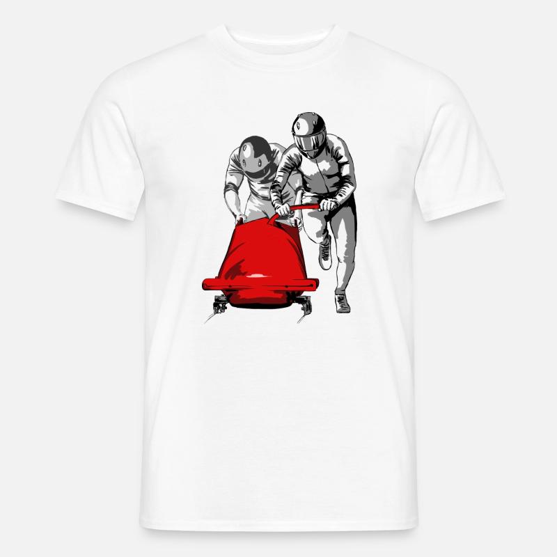 Bobfahrer beim Anschieben am Start - Männer T-Shirt - Weiß