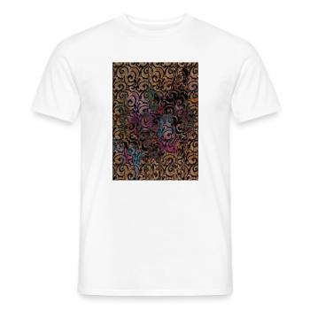 Ojio Originals- Spiral Chromatic Scrolls - Men's T-Shirt - white - Front - AI Model Male 178 dark (178cm)
