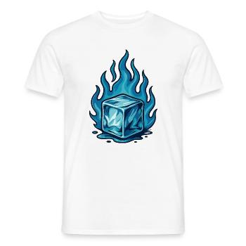 Burning Frozen Block – Flame Art - Männer T-Shirt - Weiß - Vorne - AI Model Male 178 dark (178cm)