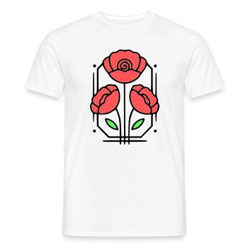 Poppy Poppies Minimalist Line Art 8 - Men's T-Shirt - white - Front - AI Model Male 178 dark (178cm)