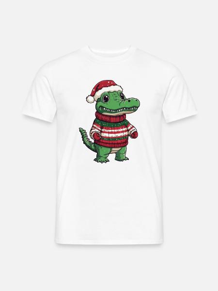 Alligatore Natale Natale - T-shirt uomo - bianco