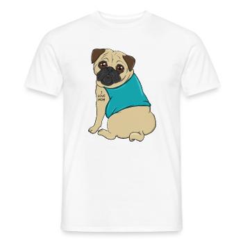 Süßes Mopshund-Tattoo Ich liebe Mama Muttertagsgeschenk - Männer T-Shirt - Weiß - Vorne - AI Model Male 178 dark (178cm)