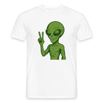 Alien Außerirdischer Frieden Peace - Männer T-Shirt - Weiß - Vorne - AI Model Male 178 dark (178cm)
