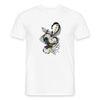 Silhouettes florales avec des points dorés - T-shirt homme - blanc - Devant - AI Model Male 178 dark (178cm)