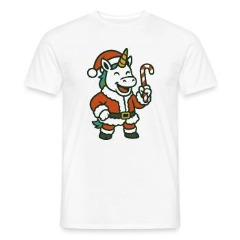 Santa Licorne avec des dessins de cannes d’orge d’orge - T-shirt homme - blanc - Devant - AI Model Male 178 dark (178cm)